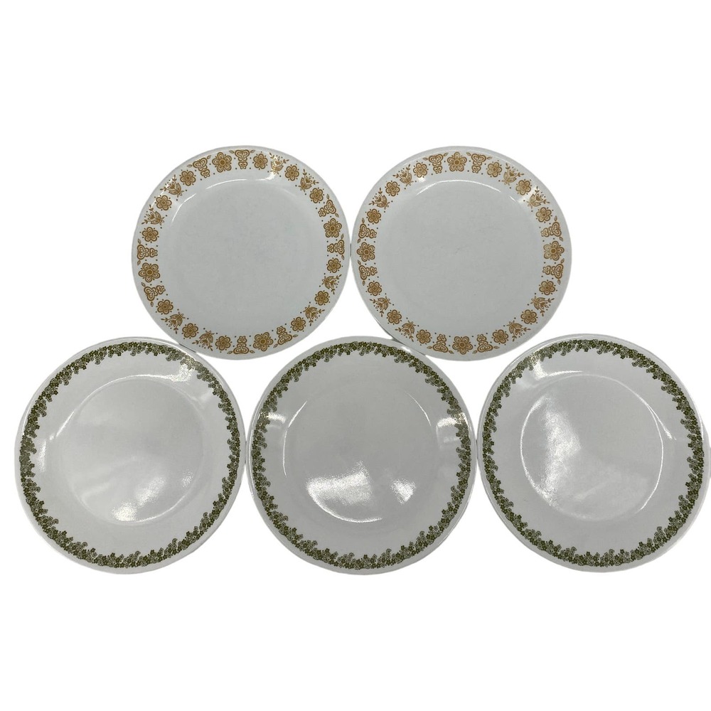set of 5 VTG CORNING CORELLE - SPRING BLOSSOM CRAZY DAISY - 10 1/4" DINNER PLATE
